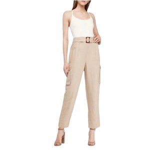 Express Belted Linen-Blend Utility Jumpsuit Medium NWT